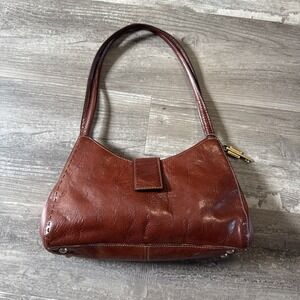 Vintage Fossil Brown Cognac Leather Shoulder Handbag Purse Y2K